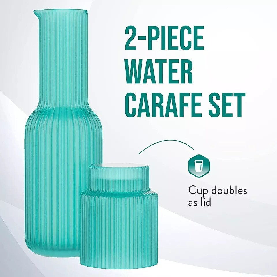 American Atelier Water Set Carafe with Tumbler Glass - Aqua Blue