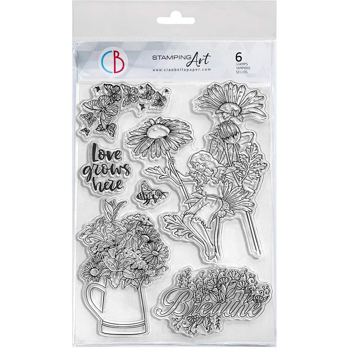 Ciao Bella  Clear Stamp Set 6&#x22;x8&#x22; Flowers Fairy