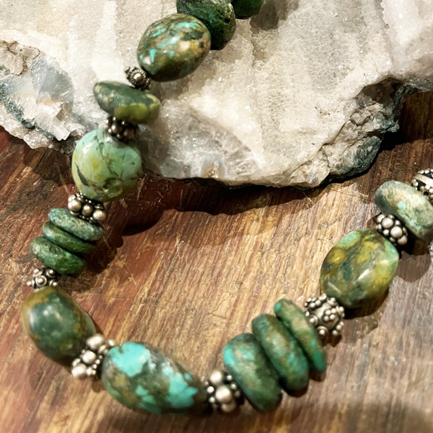 Chunky Turquoise Necklace with Sterling Silver | MakerPlace