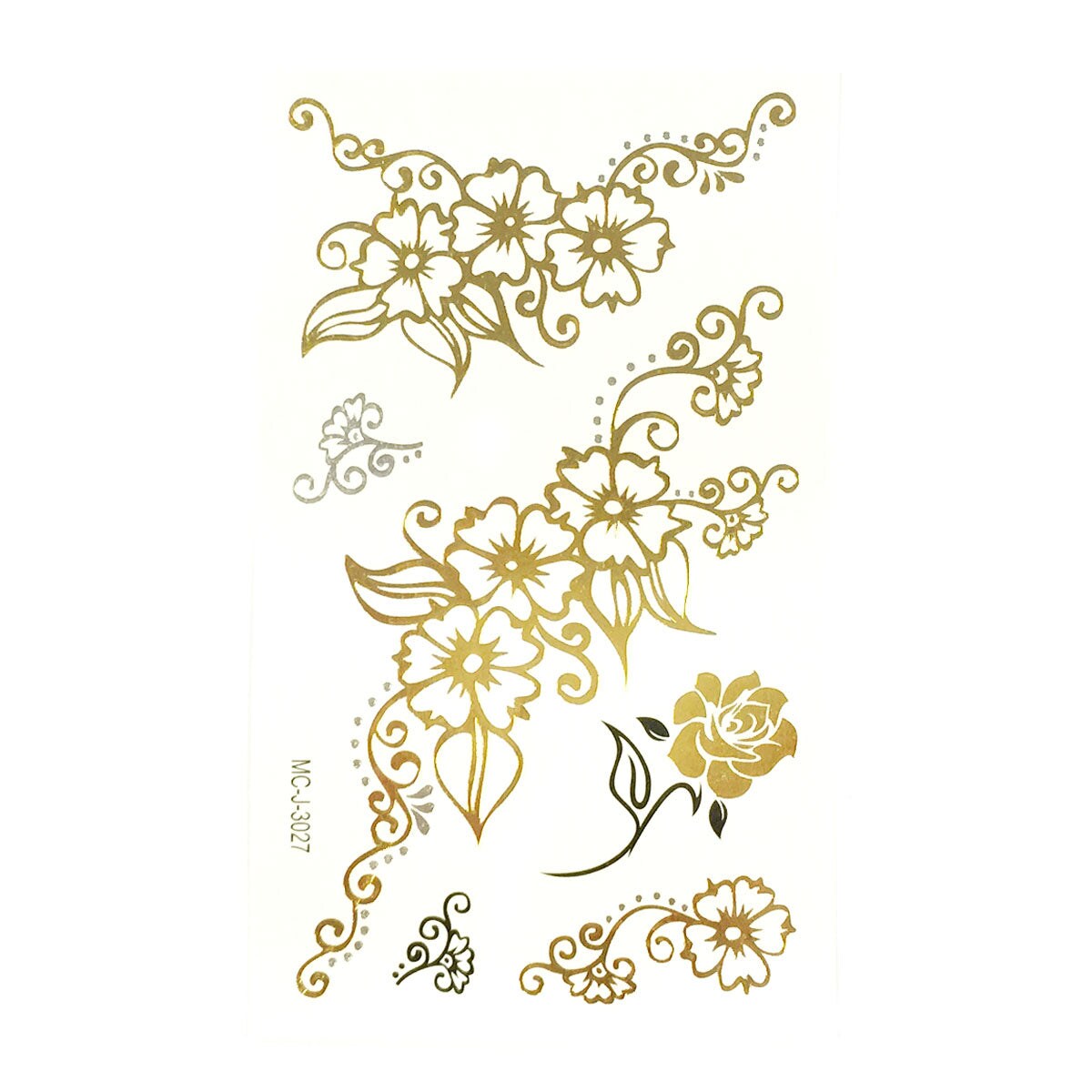 Wrapables Small Metallic Gold and Silver Temporary Tattoo Stickers, Romantic