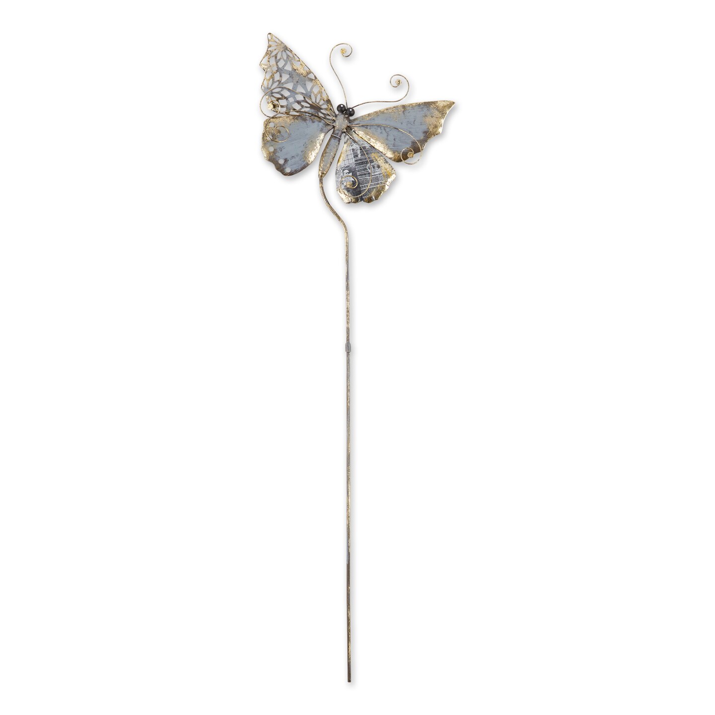 Contemporary Home Living Butterfly Outdoor Garden Stake - 35.5&#x22; - Silver
