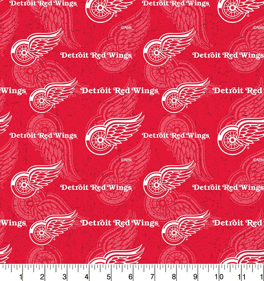Sykel Enterprises NHL Team Cotton Fabric-Detroit Red Wings Tone on Tone Cotton Quilting Fabric