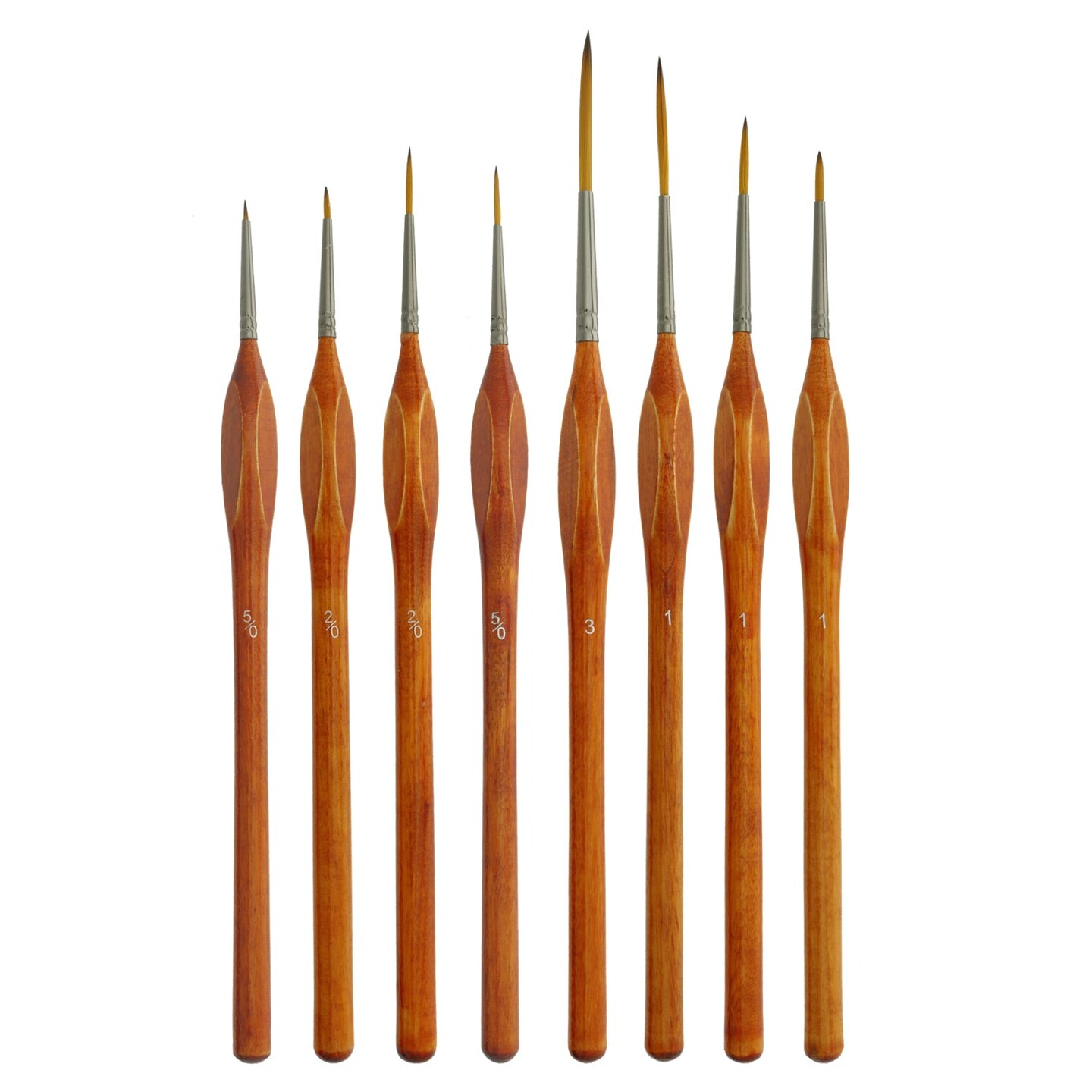 8 Piece Taklon Detail and Liner Artist Brush Set with Wood Comfort Grip Handles - Art, Detailing, Acrylic, Oil, Watercolor