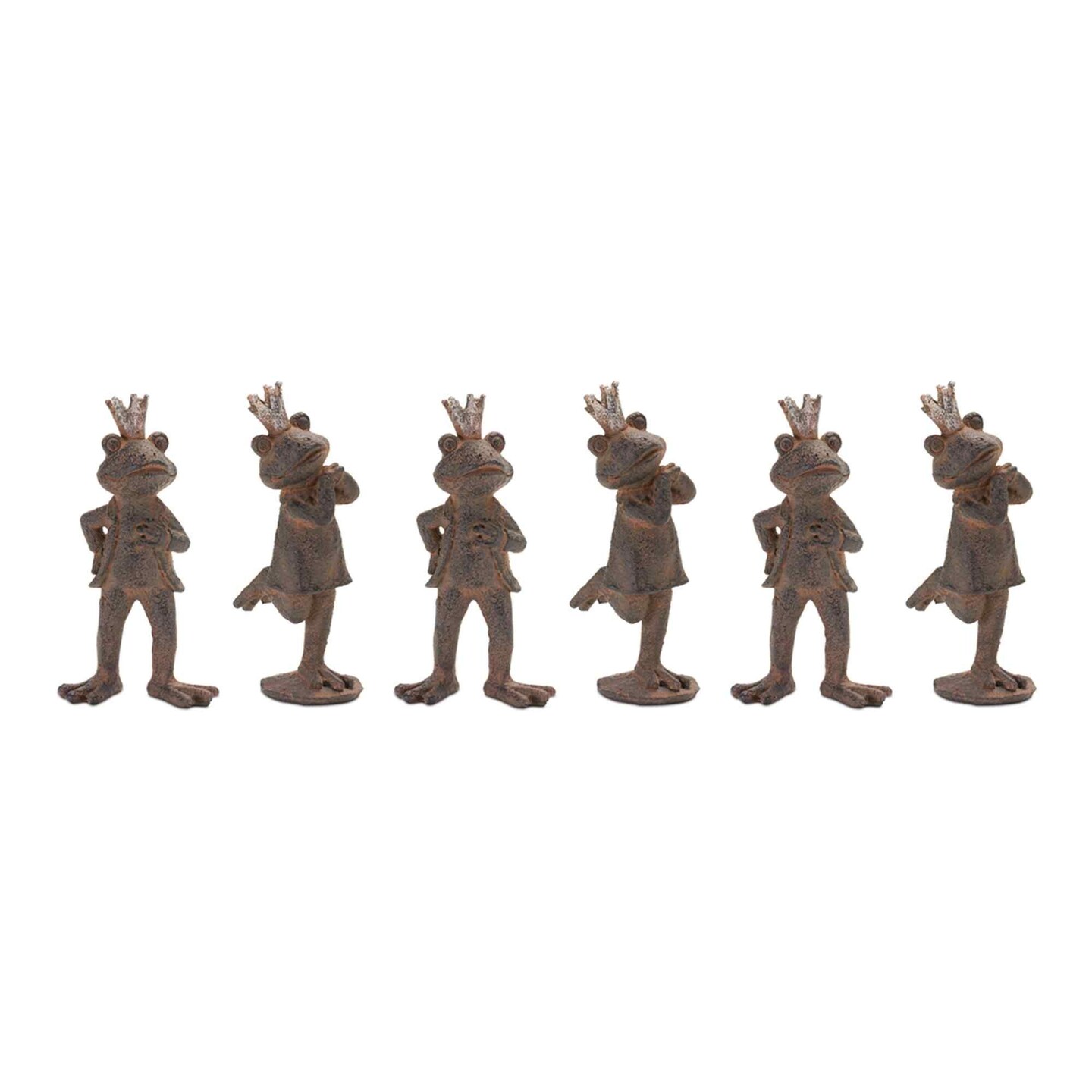 Melrose Royal Frog Outdoor Garden Statues - 6.5&#x22; - Set of 6