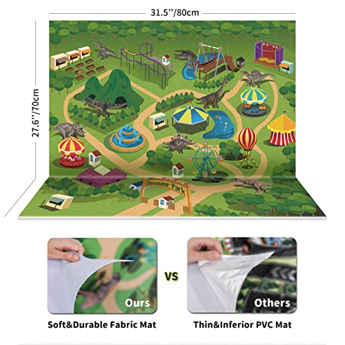 Dinosaur Toys for Kids 3-5 with Play Mat and Trees Realistic Jurassic Figures to Create a Dino World Includes T-Rex, Triceratops, Velociraptor Gift for Toddlers Boys and Girls Ages 2-7