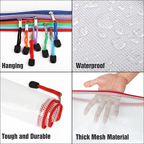 24 Pieces Mesh Zipper Pouch Zipper Bags, Puzzle Bag for Organizing Storage, Letter Size, A4 Size, Zipper File Bags for Office Supplies