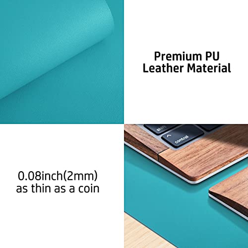 Leather Desk Pad Protector,Mouse Pad,Office Mat, Non-Slip PU Blotter,Laptop Pad,Waterproof Writing for Office and Home (Turquoise,31.5&#x22; x 15.7&#x22;)