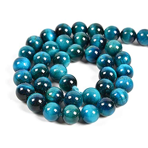 60 Pieces 6mm Natural Aquamarine Tiger's Eye Gemstone Round Spacer Loose Stone Beads for Jewelry Making 15.5" 1 Strand (Aquamarine Tiger's Eye, 6mm 60Beads)