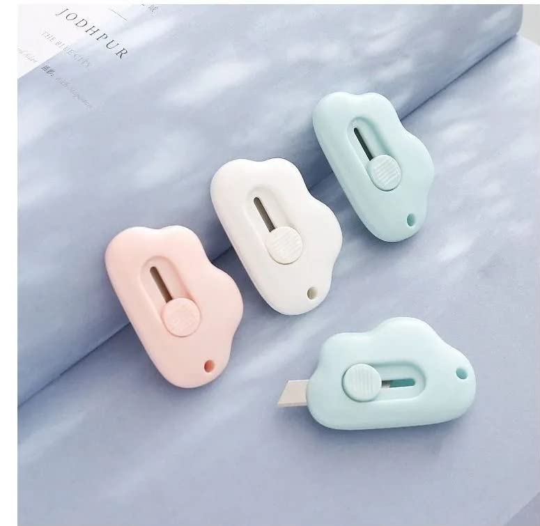 4Pcs Mini Cloud Box Cutter, Cute Cloud box Cutter, Cutting Paper Blade Office School Supplies Stationery Gift
