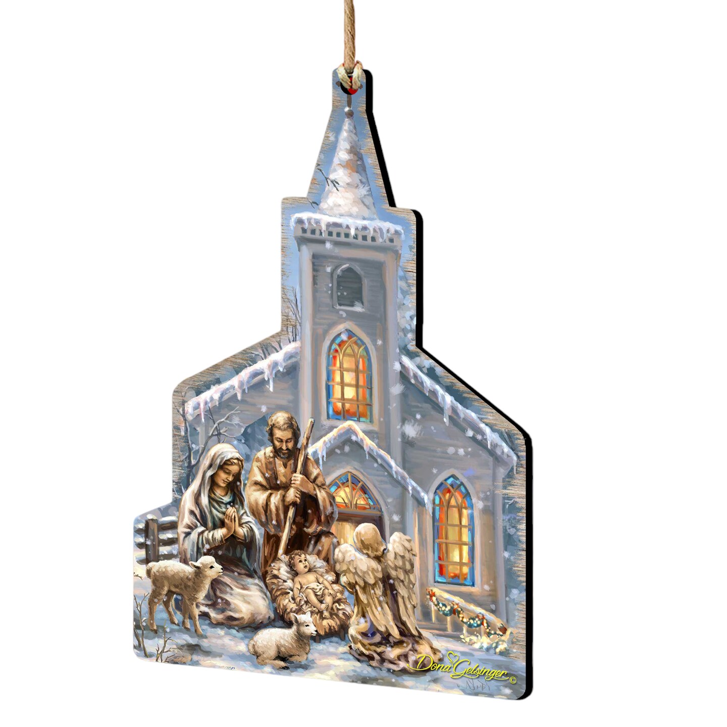 Designocracy Set of 2 Nativity Scene in the Sanctuary Wood Ornaments 5.