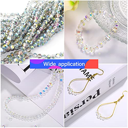 600 Pieces Crystal Rondelle Faceted Beads Gemstone Glass Beads Loose Beads Briolette Bead for DIY Jewelry Crafts Making 8 mm, 6 mm, 4 mm (AB Color)