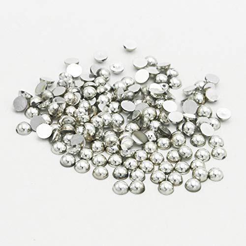 3000Pcs 1 Box Pearls Beads Round Flatback Imitation Half Loose Beads Gem Assorted Sizes 2/3/4/5/6/8/10MM for DIY Scrapbooking Crafts(Silver)