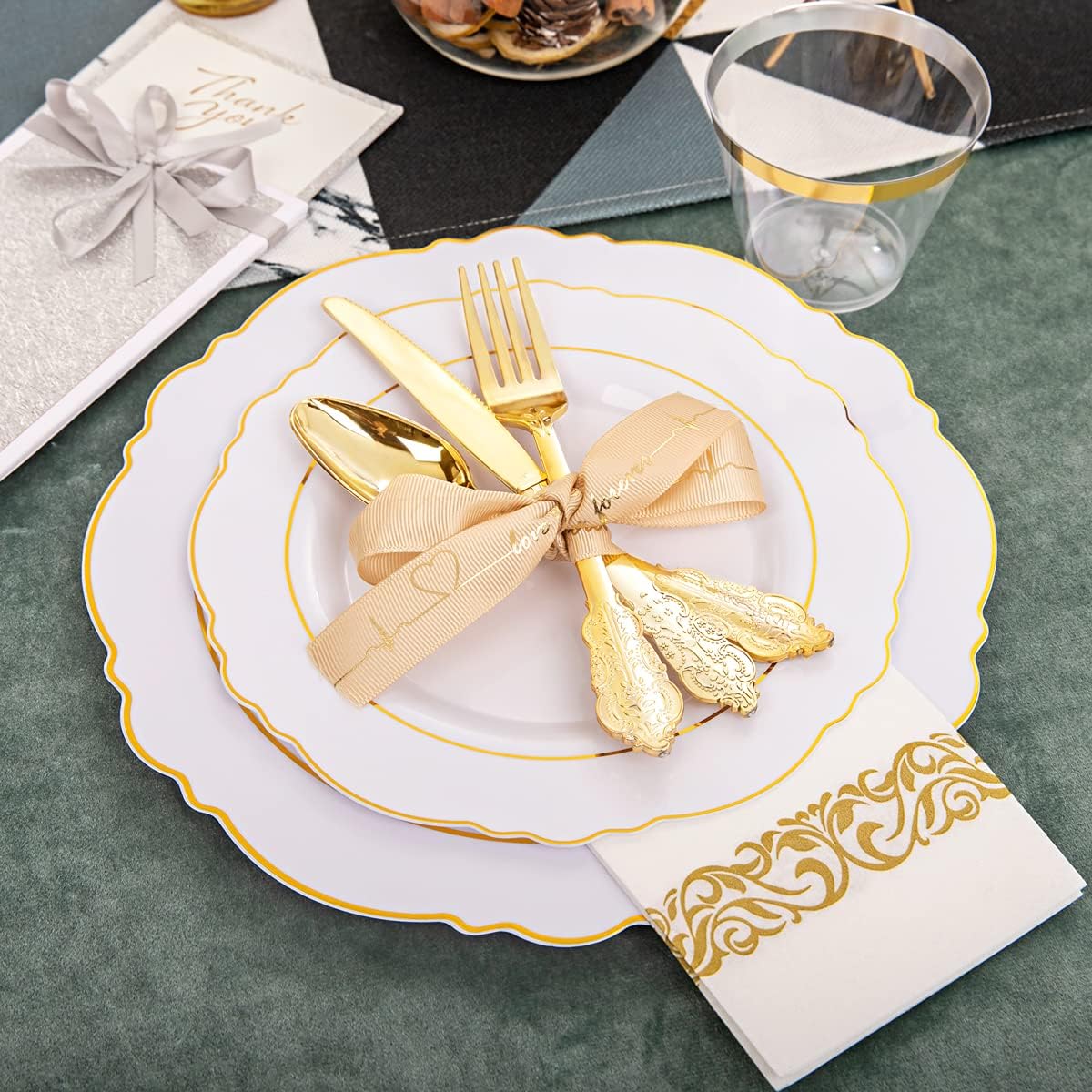 200 Pieces Gold Plastic Silverware Set - Disposable Cutlery for 50 Guests, Perfect for Weddings &#x26; Parties