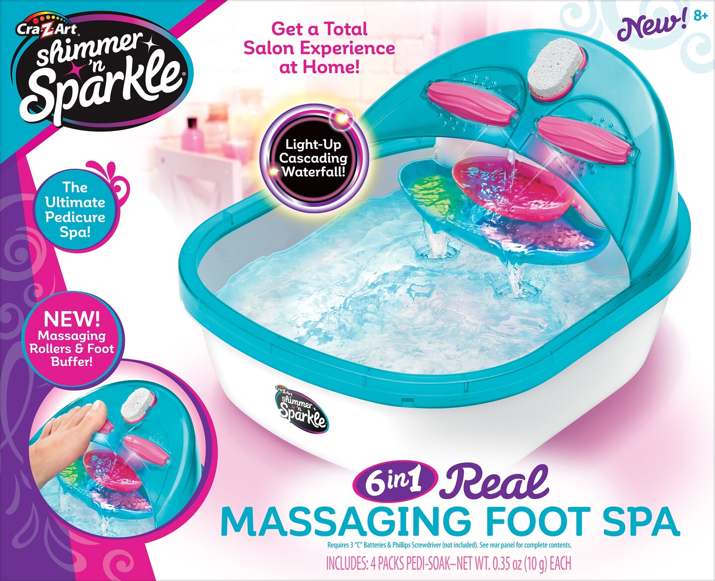 Cra-Z-Art Shimmer &#x27;N Sparkle 6-in-1 Massaging Foot Spa