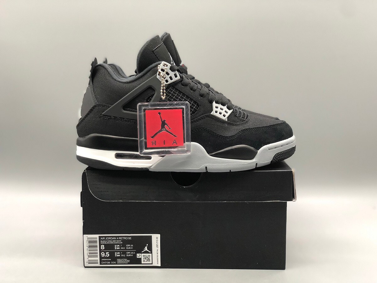 Air Jordan 4 Black Canvas Shoes, Sneaker for men, Sneaker for women product 5