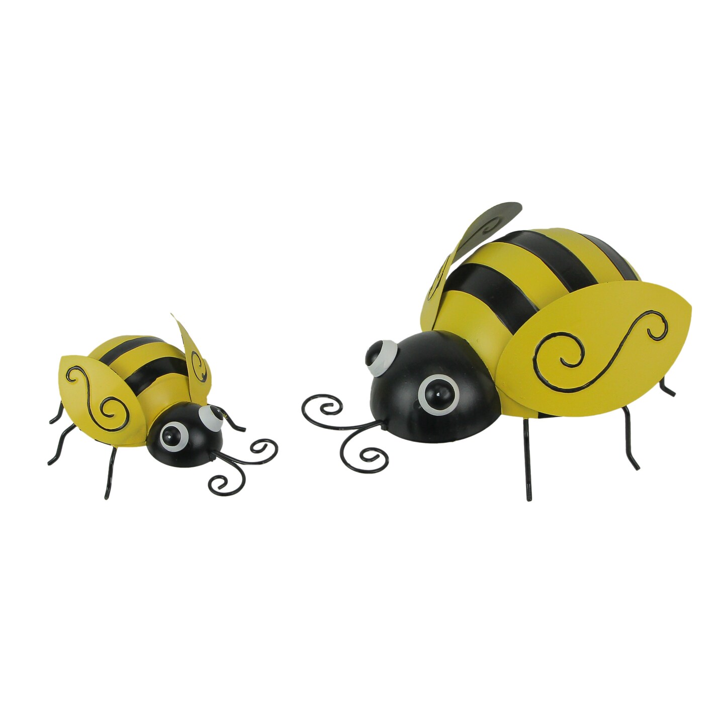 Set of 2 Metal Bumble Bee Sculptures Indoor Outdoor Home Garden Decor Figurines