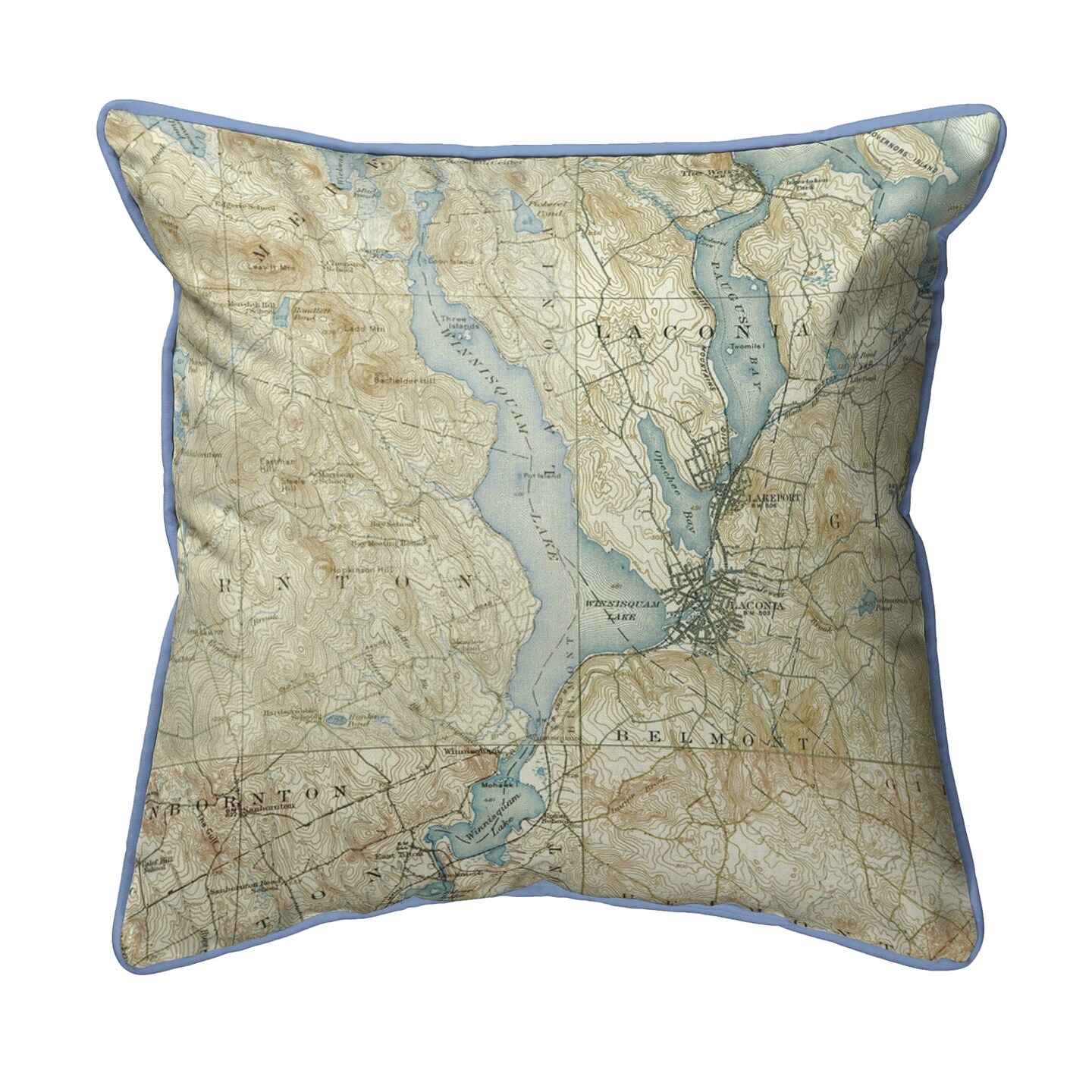 Lake Winnisquam, NH Map Pillow 22x22