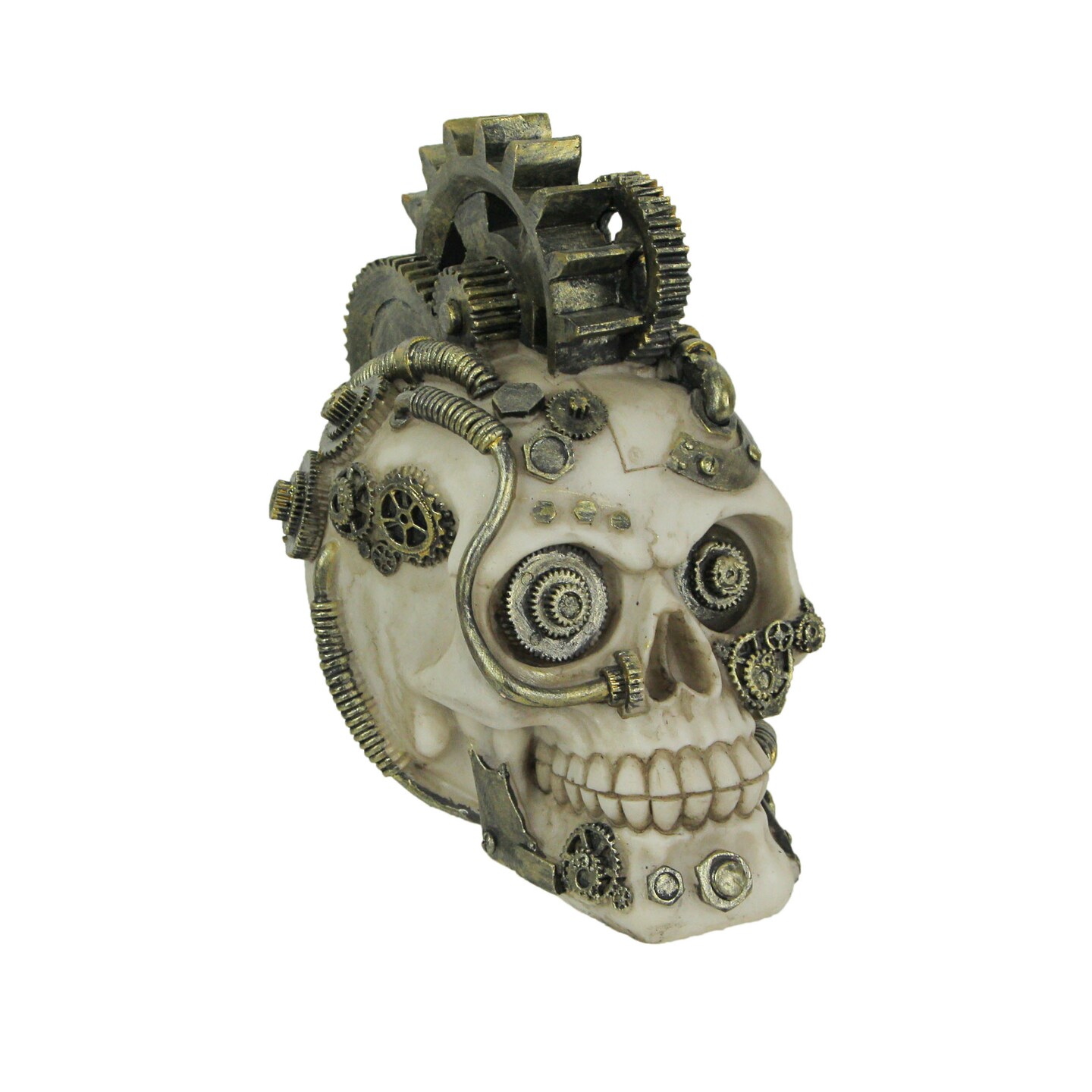 Steampunk Gear Head Skeleton Skull Figurine Decorative Punk Home Decor Sculpture