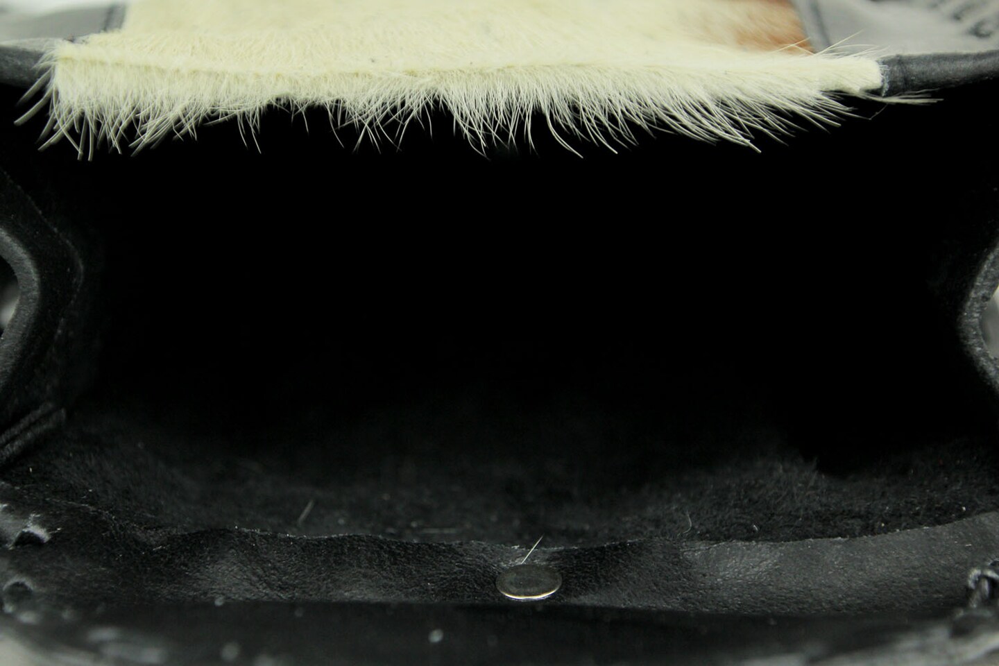 Genuine Leather Hair-On Hide Trim Fringed Crossbody Bag Small