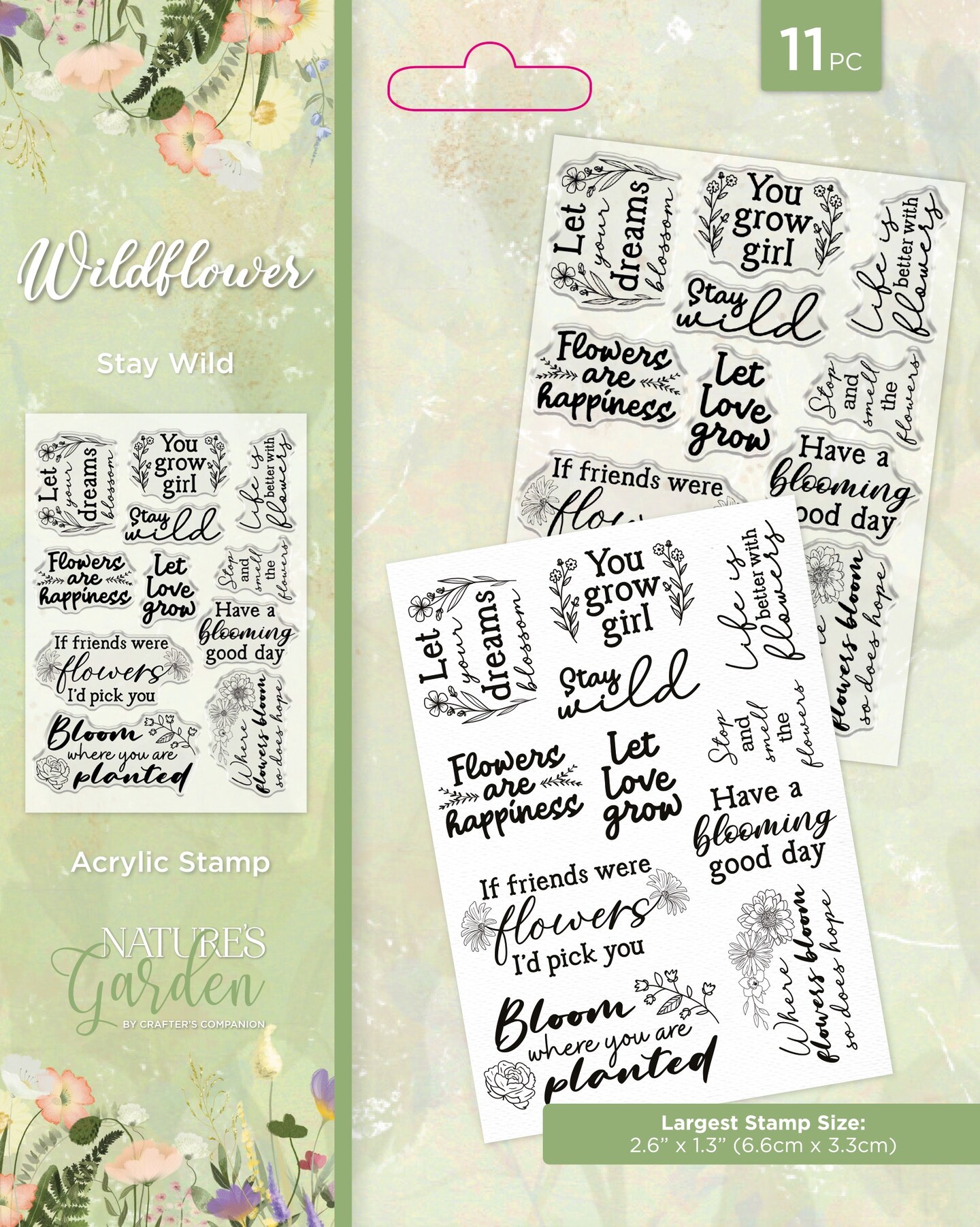 Nature&#x27;s Garden Wildflower Acrylic Clear Stamp A6-Stay Wild