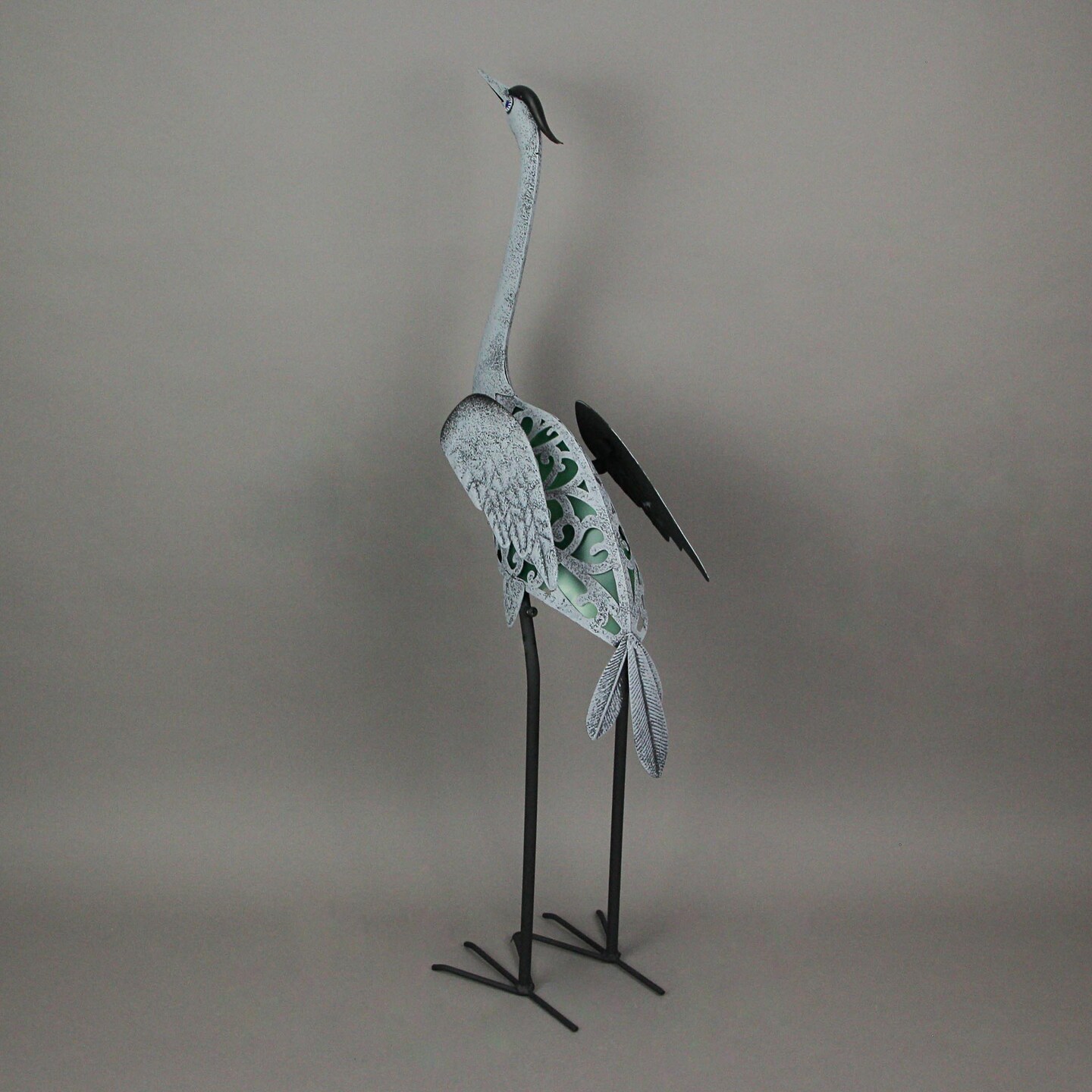 Metal Heron LED Solar Garden Statue Accent Light Patio Decor Sculpture Art