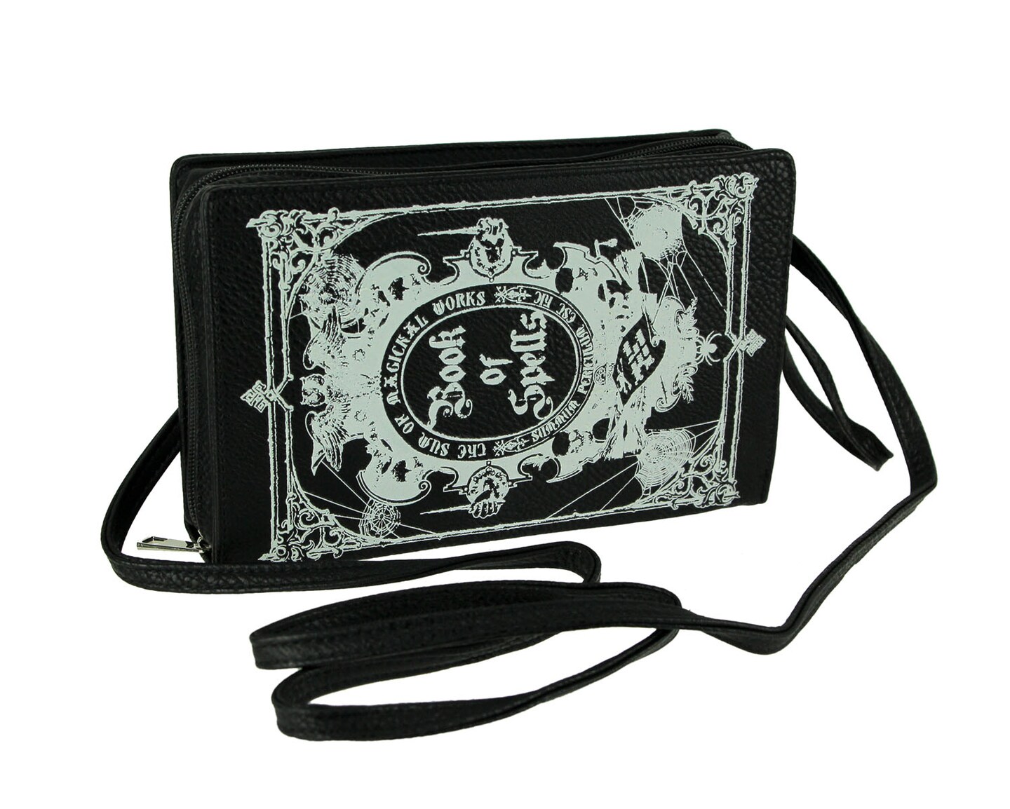 Black and White Glow in the Dark Book of Spells Crossbody Purse