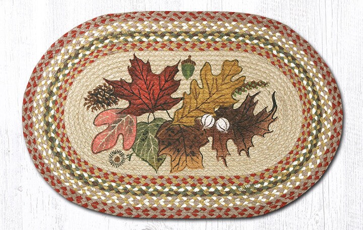 Earth Rugs OP-24 Autumn Leaves Oval Patch 20&#x22; x 30&#x22;