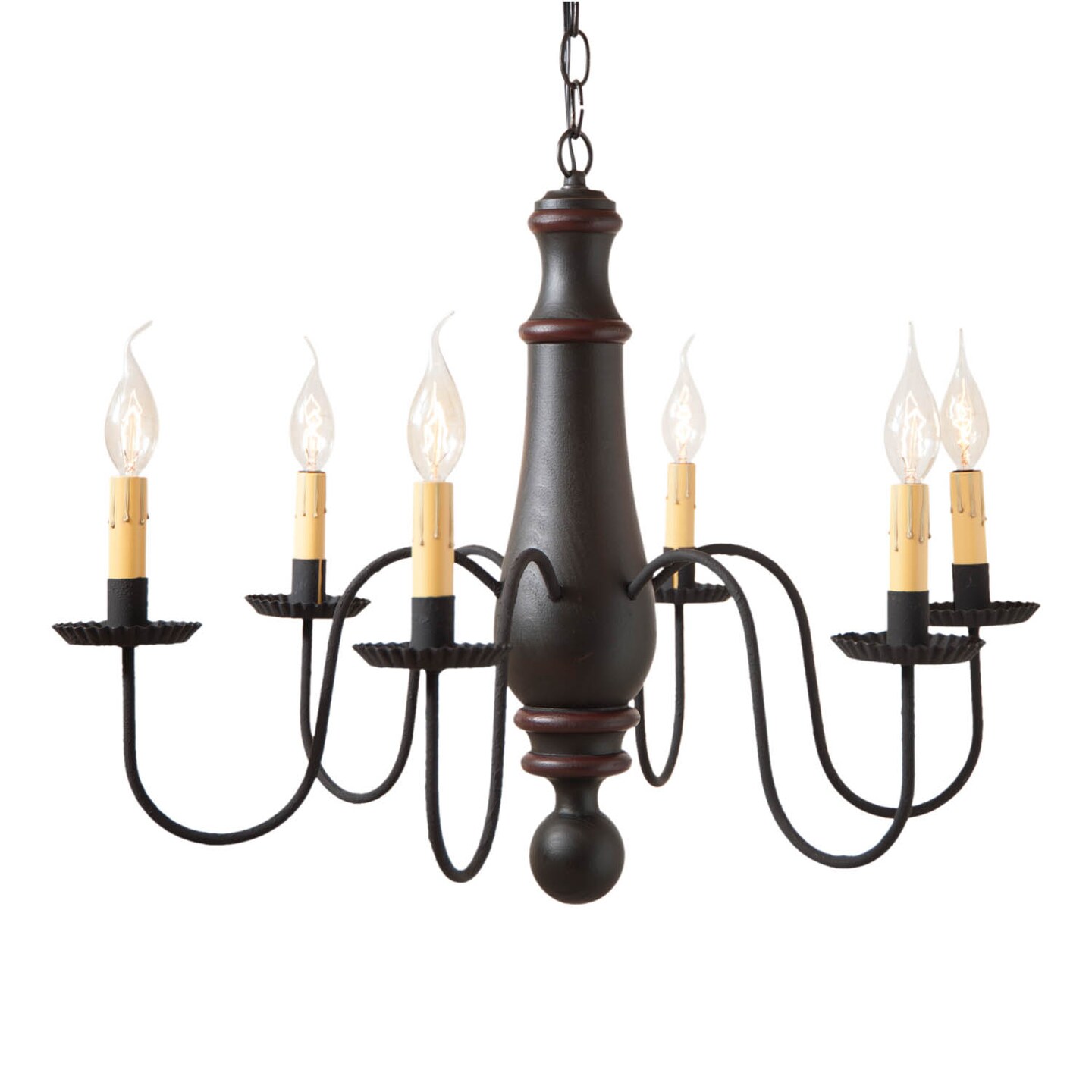Large Norfolk Chandelier in Sturbridge Black with Sturbridge Red