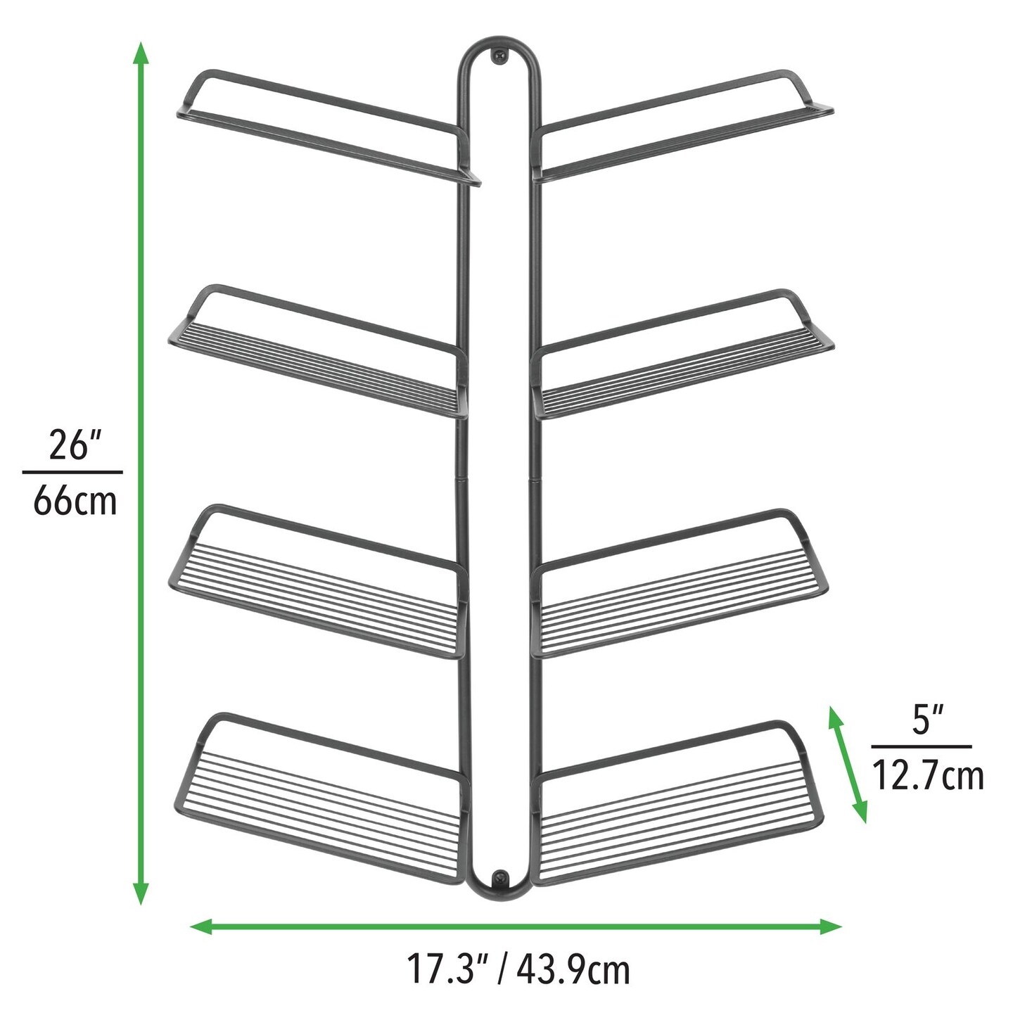 mDesign Modern Metal Shoe Display & Storage Rack, 4 Tier, Wall Mount