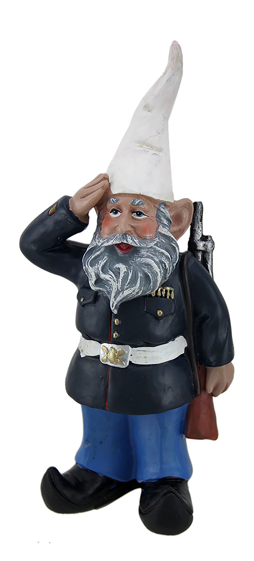 8 inch Dress Blues Saluting U.S. Marine Military Garden and Shelf Gnome Statue