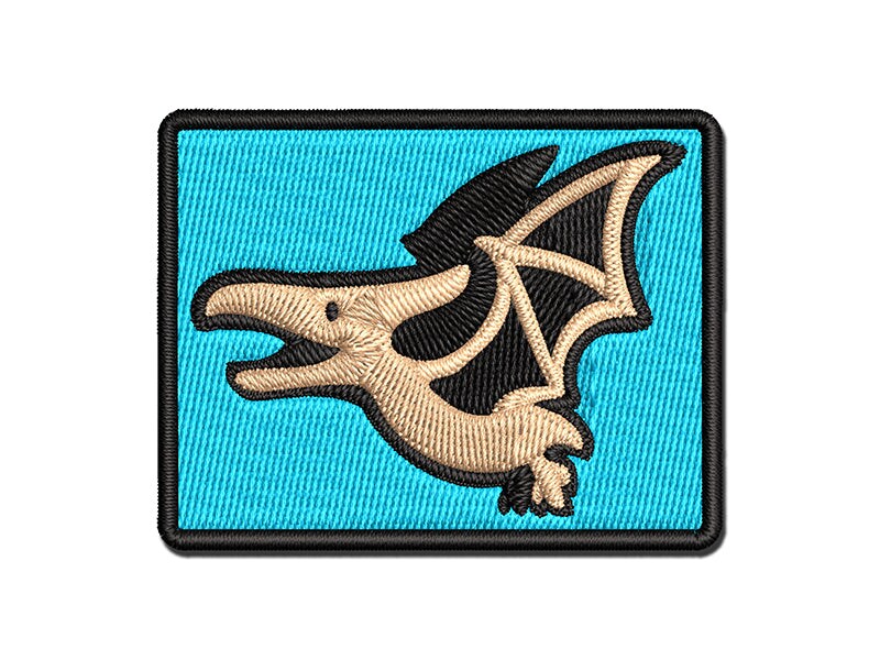 Cute Dinosaur Pterodactyl Pteranodon Flying Multi-Color Embroidered Iron-On or Hook &#x26; Loop Patch Applique