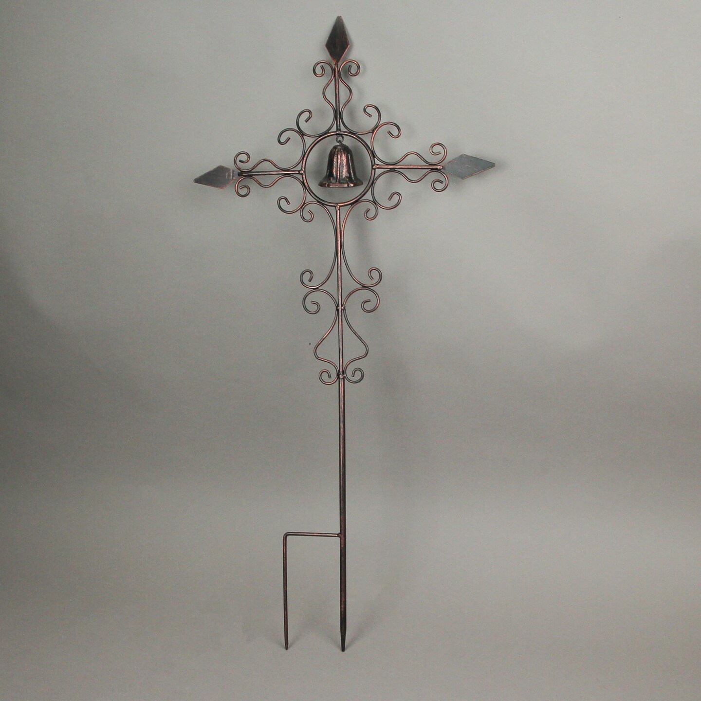 Set of 2 Scroll Design Metal Garden Stakes With Wind Bells
