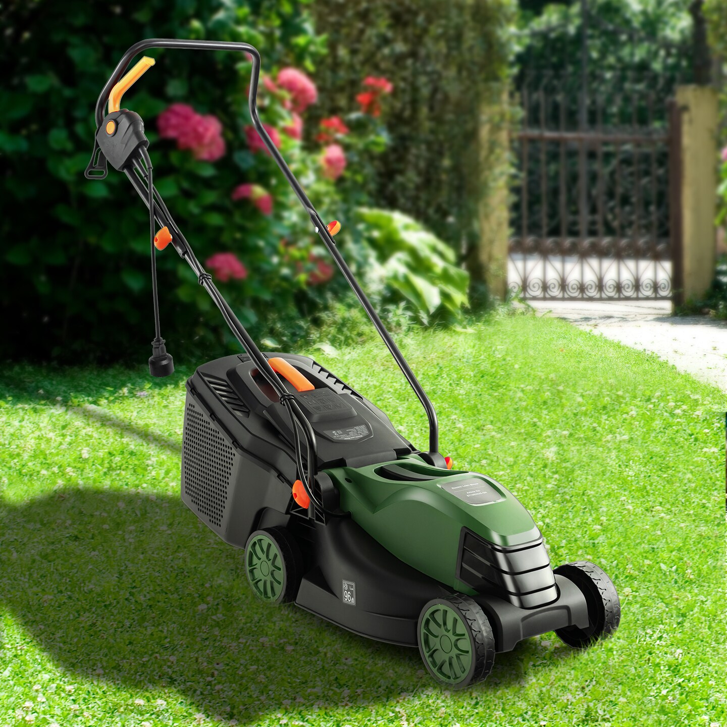 10 AMP 13 Inch Electric Corded Lawn Mower with Collection Box Black Green Michaels