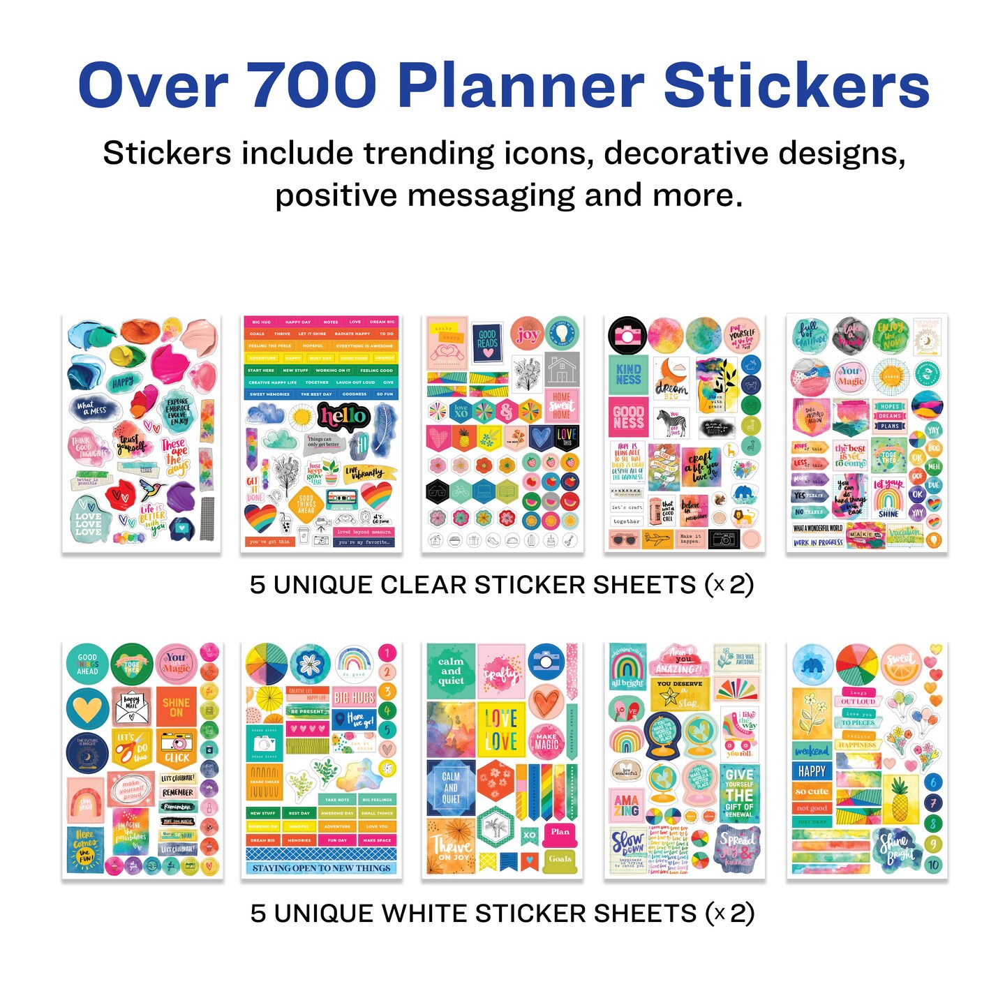 Avery + Amy Tangerine Designer Collection Planner Stickers, 20 Sheets of Weekly Planner Stickers, Set of 744 Planner Stickers, Monthly and Daily Accessories for Journals and Calendars (6782)