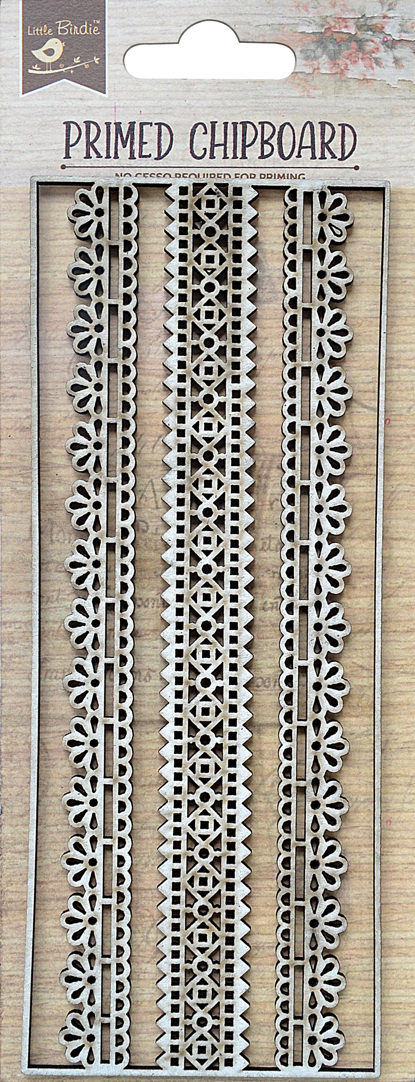 Little Birdie Laser Cut Primed Chipboard 1/Pkg-Ethnic Borders