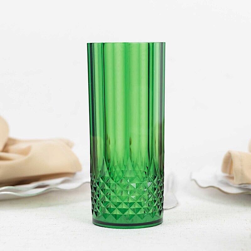 6 HUNTER GREEN 14 oz Crystal Plastic DRINKING GLASSES