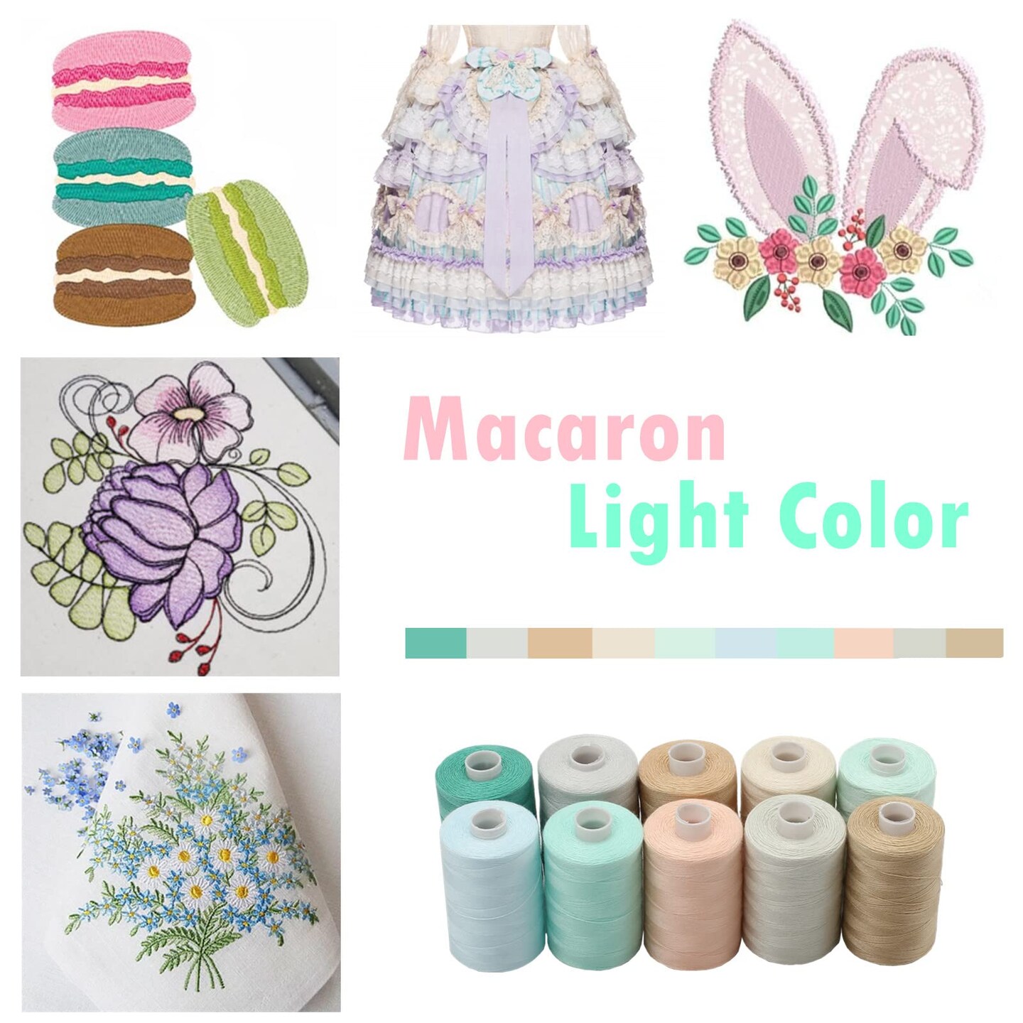 10 Spool Assorted Macaron Series 1000 Yards Each Bobbin Polyester Thread for Sewing, Handy Polyester Sewing Threads for Sewing Machine - (Macaron Color Series)