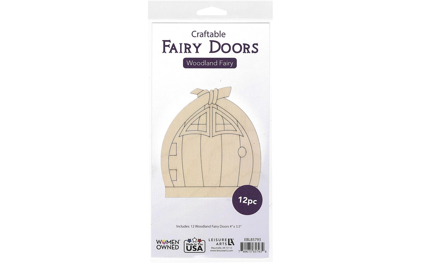 EBL Wood Fairy Garden Door 4&#x22; Woodland 12pc