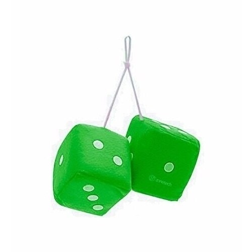 Zone Tech Vintage Car Green Hanging Mirror 2.75" Fuzzy Dice A Pair