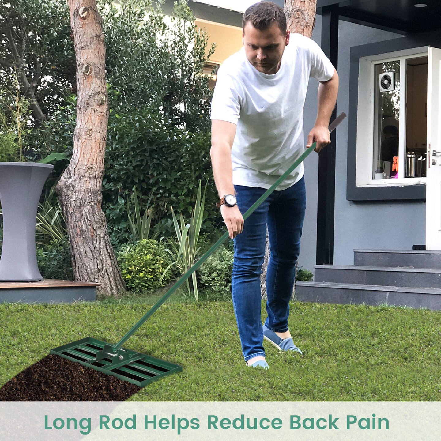 30 inches Lawn Leveling Rake with Ergonomic Handle