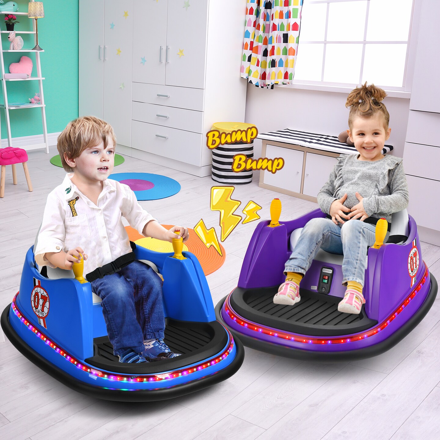 12v Electric Kids Ride On Bumper Car With Flashing Lights For Toddlers