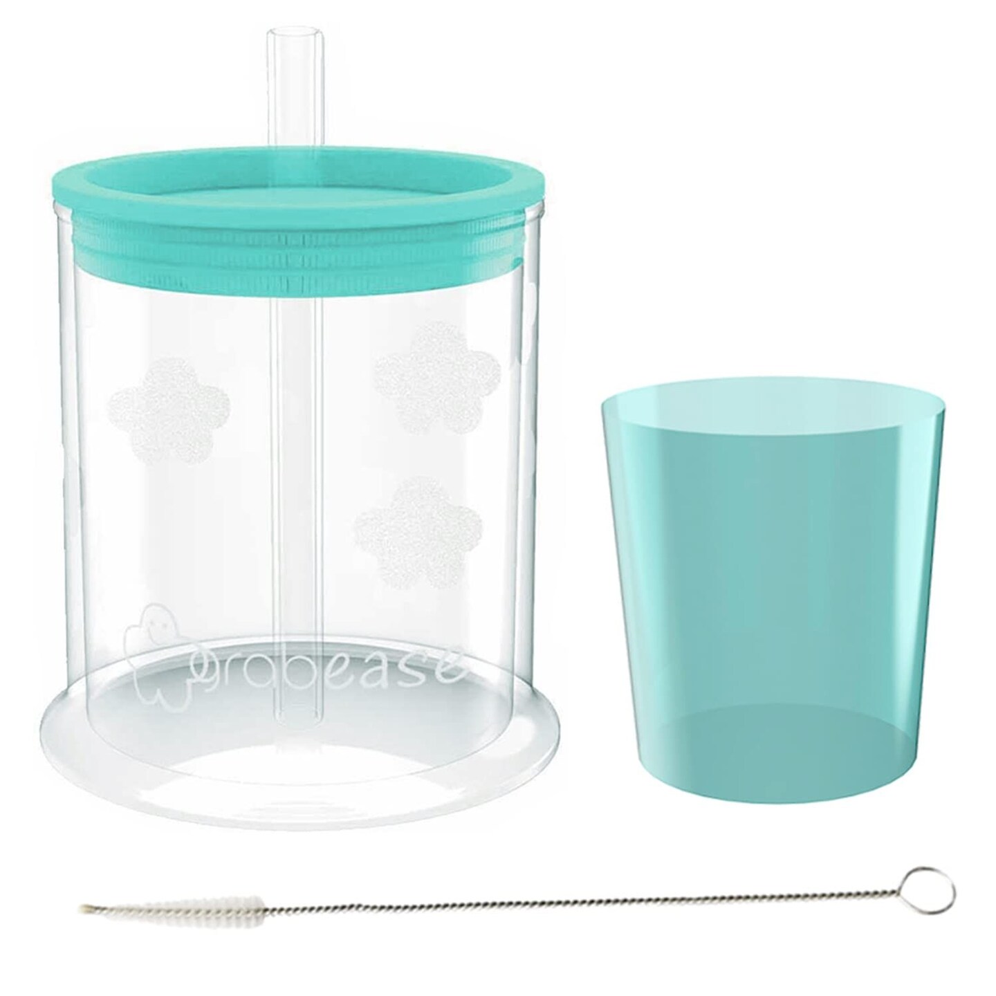 Grabease Straw Cup for Baby Feeding Sippy Cups Toddler Sippy Cups, BPA-Free &#x26; Phthalate-Free for Baby &#x26; Toddler, 4-oz, Teal