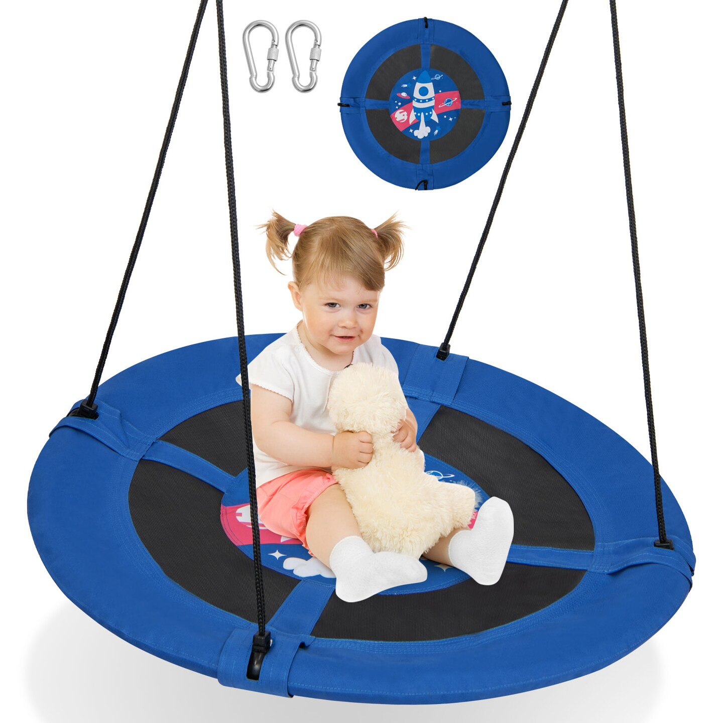 40 Inches Saucer Tree Swing with Adjustable Hanging Ropes