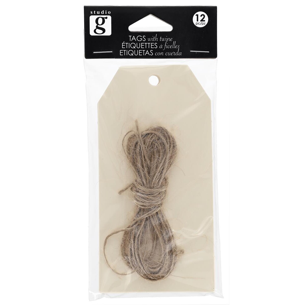 Hampton Art Studio G Tag with Twine Assortment Gift Tags with String, Hanging Labels, Price Tags for Gifts, Merchandise, Party Favors, and Labeling
