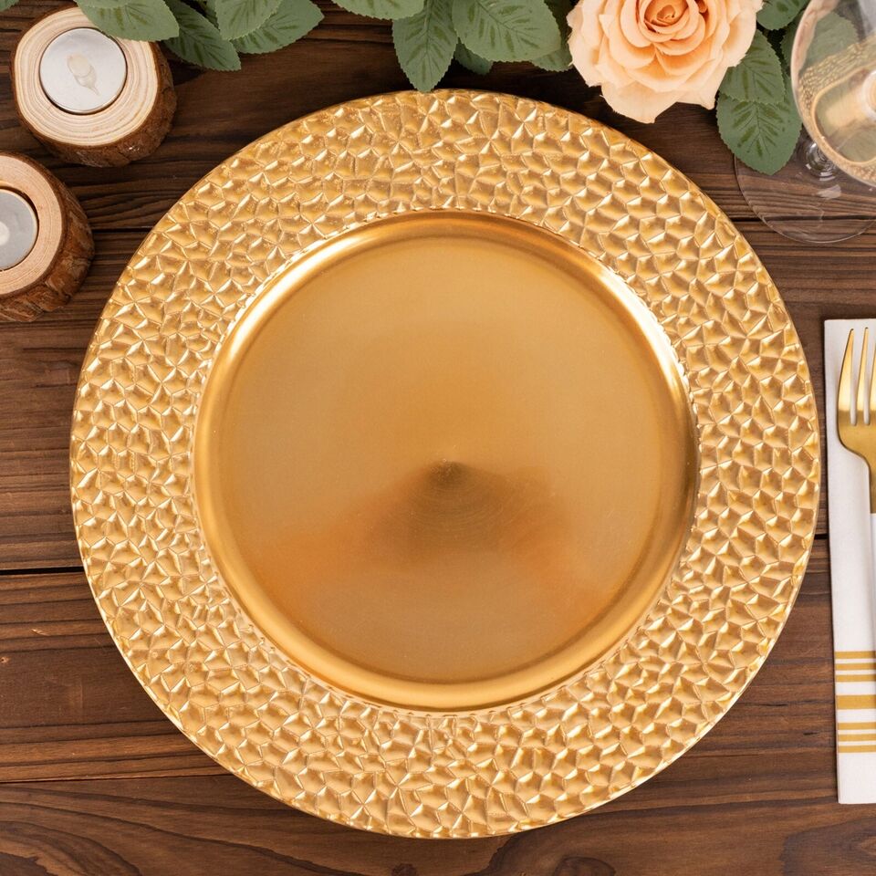 6 Metallic Gold 13 in Round Acrylic CHARGER PLATES