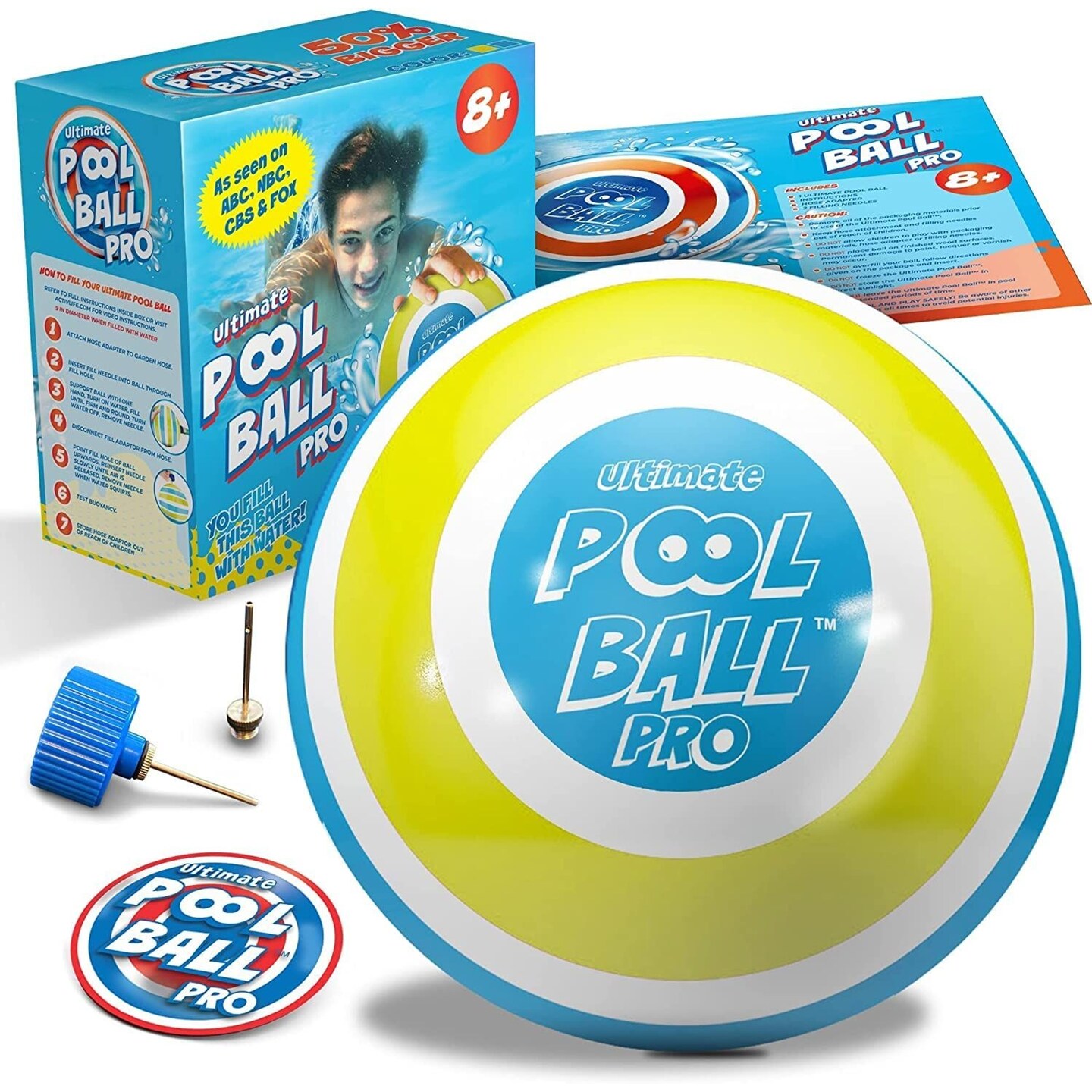 Activ Life The Ultimate Pool Ball - Fill It with Water to Play Underwater Games! Best Pool Toys for Kids Ages 8-12 - Fun Summer Toy for Boys &#x26; Gift Ideas for 6, 7, 9, 10 &#x26; 11 Year Old Girls &#x26; Teens