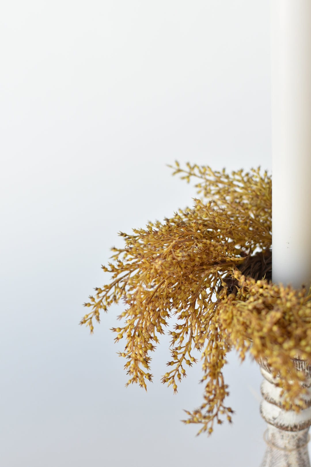 Faux Wheat Taper Candle Ring