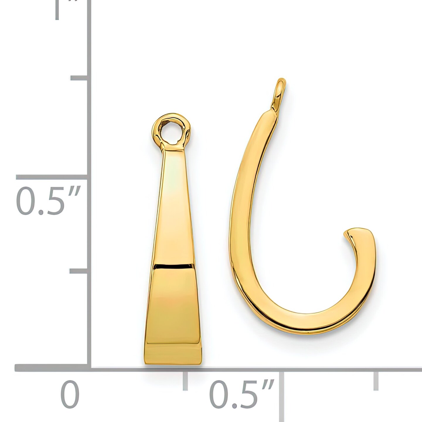 14K Yellow Gold J Hoop Earring Jackets Jewelry 15mm x 4mm