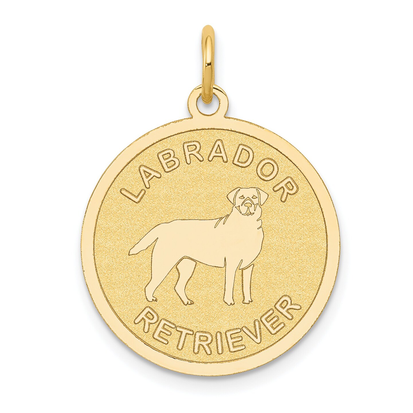 14K Yellow Gold Labrador Retriever Disc Charm Pendant Jewerly 26mm x 20mm
