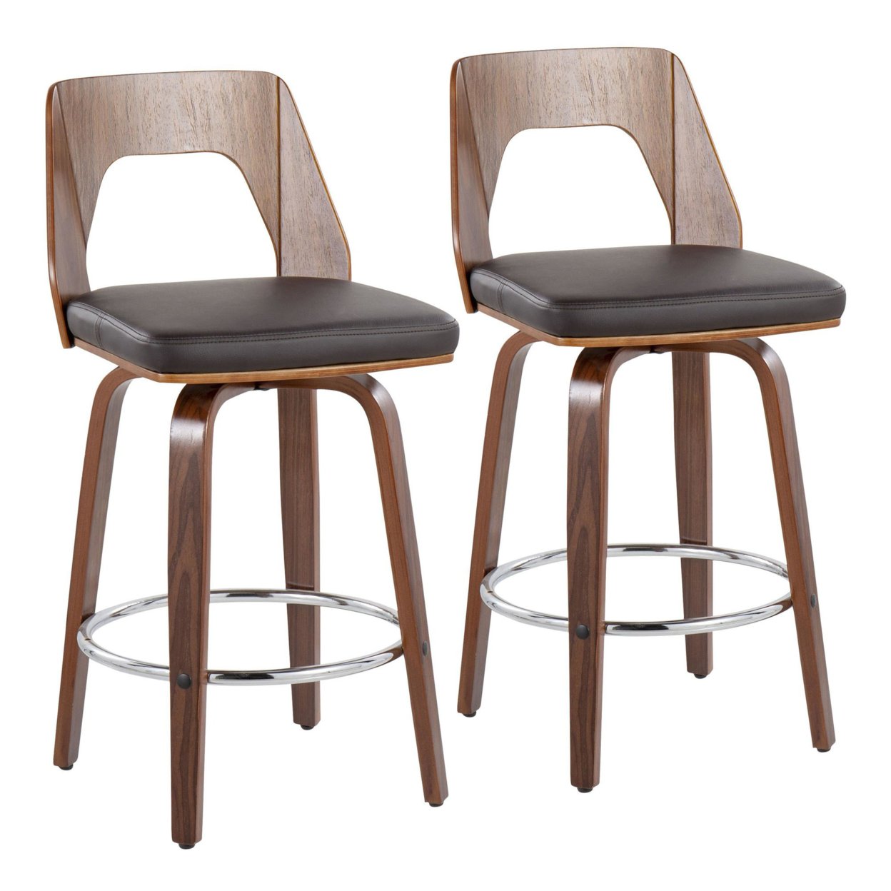 Lumisource Trilogy MidCentury Modern Counter Stool In Walnut And Brown